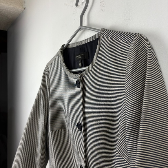 Talbots The Jackie Textured Stripe Collarless Blazer Jacket Neutra - Picture 5 of 8